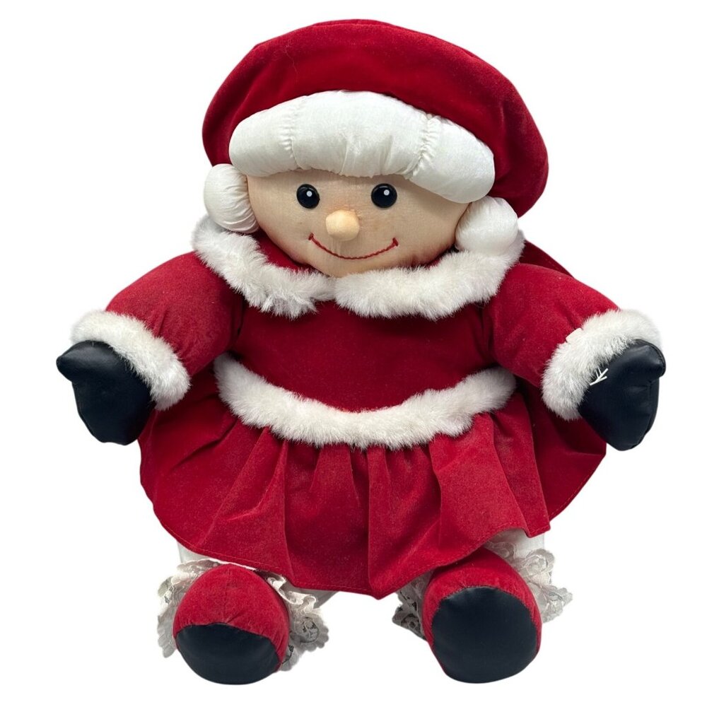 Vintage 14" Main Joy LTD Sitting Plush Mrs Santa Claus Used READ